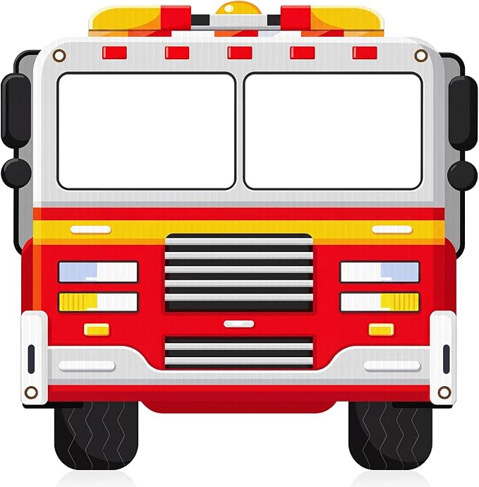 Amyhill 4.6ft Fire Truck Cardboard Cutout Stand up Life-Size Fire Safety Awareness Party Decorations Firefighter Photo Booth Standup for Firetruck Baby Shower Birthday Party Classroom