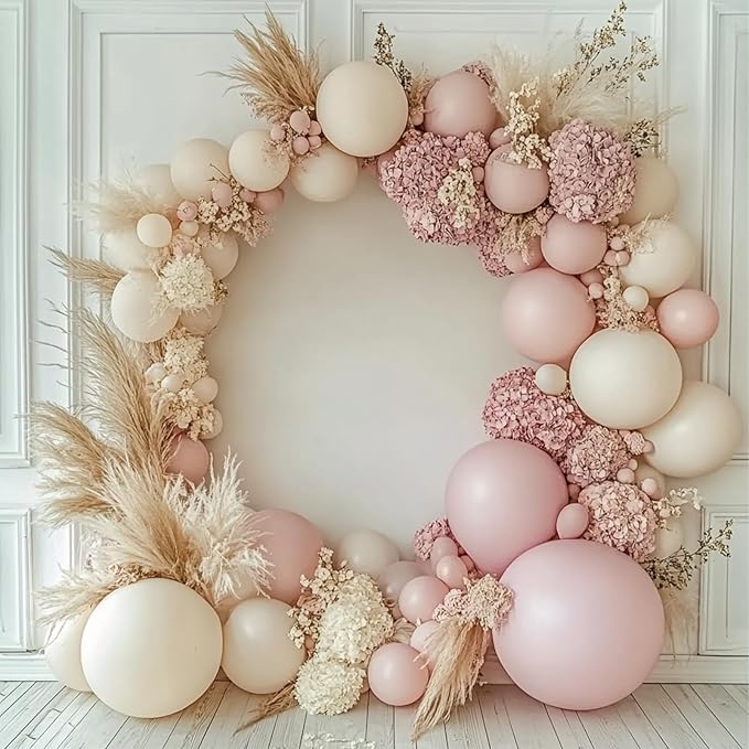 108Pcs White Sand Double Stuffed Balloons Different Size, 18/12/10/5 inch Matte Cream Beige Nude Ivory Balloons Garland Arch kit for Baby Shower Birthday Wedding Neutral Party Decoration