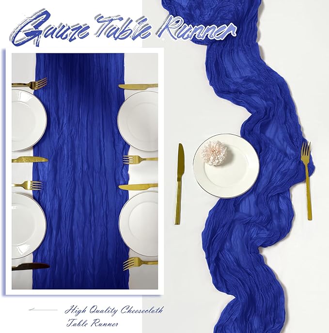 30 Pack Royal Blue Cheesecloth Table Runner 17 x 108 inch Cheese Cloth Table Runners 9ft Terracotta Table Runner Rustic Romantic Sheer Gauze Runner for Wedding Party Baby Shower Table Decoration