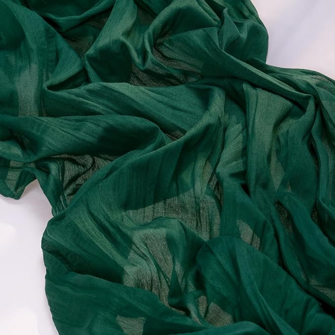MLMC Emerald Green Table Runner Boho Dark Green Cheesecloth Table Runner 10ft Sheer Gauze Cheese Cloth Decorations for Wedding Bridal Shower Home Party Decor