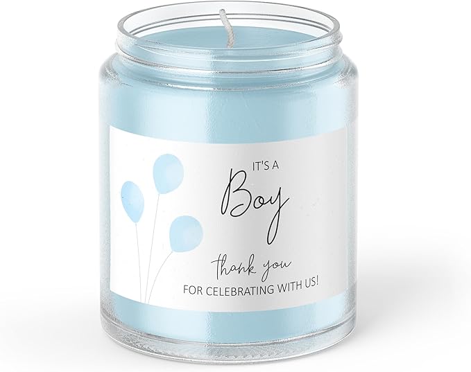 It’s a Boy Mini Champagne Bottle Labels ● SET of 12 ● She’s Ready To POP Baby Shower Favor Label, About to POP Thank You Favors, Blue Boy Baby Shower Gender Reveal Waterproof (Balloons)