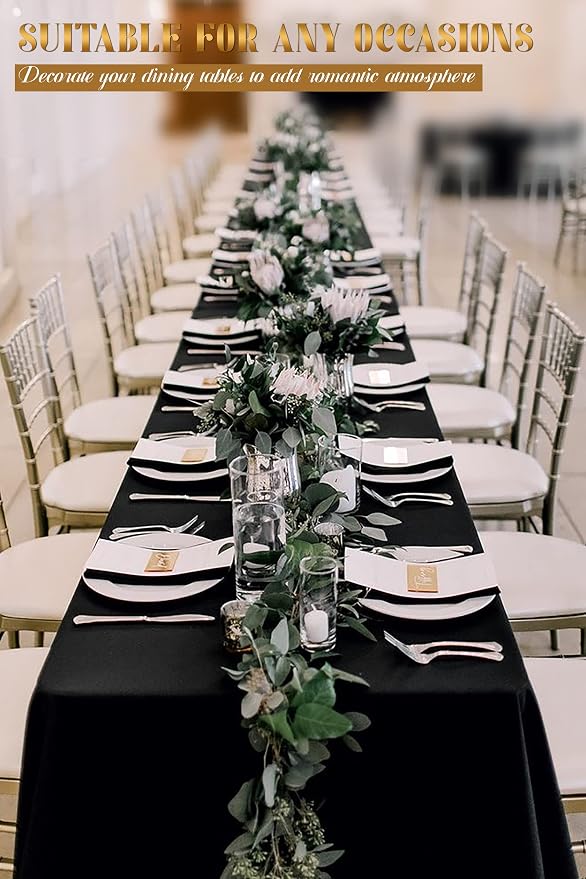 4 Pack Black Tablecloth - 60 x 102 Inch Rectangle, Wrinkle Resistant Washable Polyester Table Cover for Wedding, Dining Table, Buffet Parties and Camping