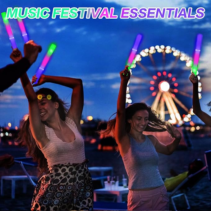 AWANG 32 Pcs Glow Sticks With 3 Modes Colorful Flashing Glow In The Dark Party Supplies Multicolor Bulk LED Foam Glow Sticks For Wedding Raves Sporting Events Glow Party Birthday Camping Concert