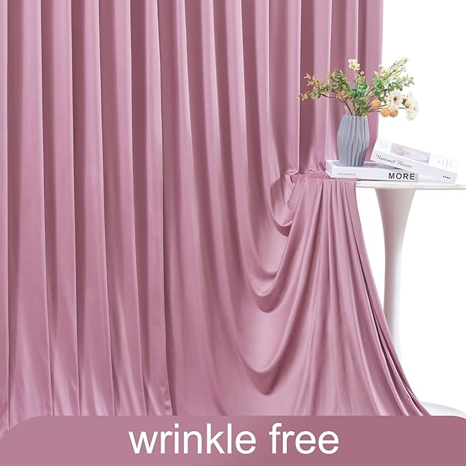 40ft x 10ft Dusty Pink Backdrop Curtain for Parties Rose Wrinkle Free Backdrop Drapes Panels for Baby Shower Birthday Party Wedding Photo Photography Polyester Fabric Background Decoration