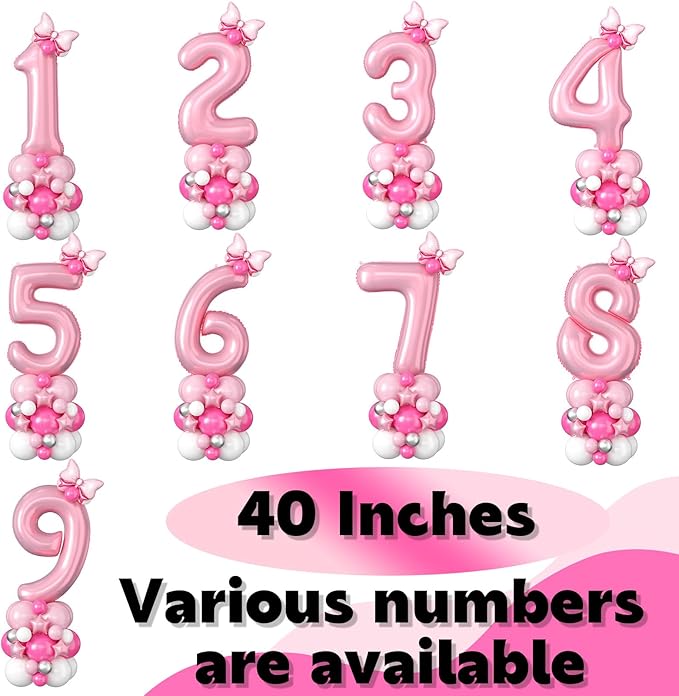 Pink Number 12 Balloons 40 Inch Pastel Pink 12th Birthday Party Decorations Baby Hot Pink White Number 21 Foil Balloon Tower with Bows Giant Large Digit Helium Balloon for Girls Women 21st Anniversary