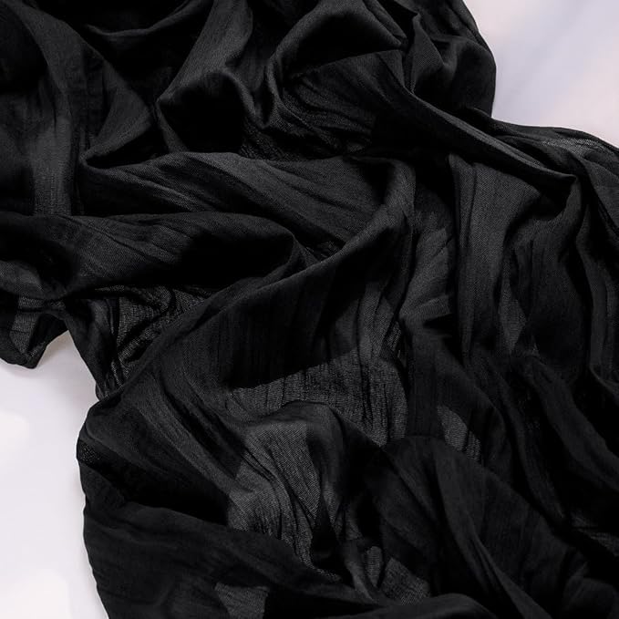 MLMC Black Table Runner 10ft Rustic Gauze Cheesecloth Table Runner 35x120 Inches Cheese Cloth Centerpiece for Wedding Party Bridal Shower Anniversary Events Gothic Decor