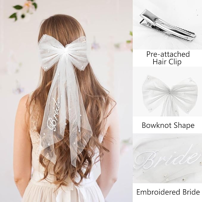 3 Pcs Bachelorette Party Decorations, BRIDE Crown ,Pearl Bride Sash,White Bride Embroidered Layer Veil for Women Bachelorette Party Gifts, Bridal Shower Supplies, Brides Accessories ,Gifts, Favors