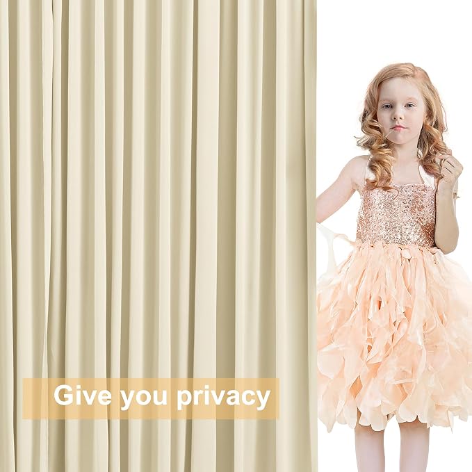 10 Panels Backdrop Curtains for Wedding Party Wrinkle Free Beige Backdrops Curtain Drapes Fabric Decorations Photo Back Drop Cloth for Baby Shower Photography Stage Reception 50ft(W) x 12ft(H)