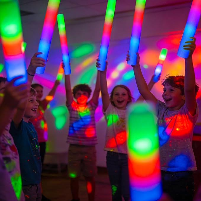 SHQDD 72PCS Foam Glow Sticks Bulk, Light Up in the Dark Party Supplies with 3 Colorful Flashing Modes, Glow Party Pack for Wedding, Birthday, Raves, Concert, New Year, Carnival, Halloween, Christmas
