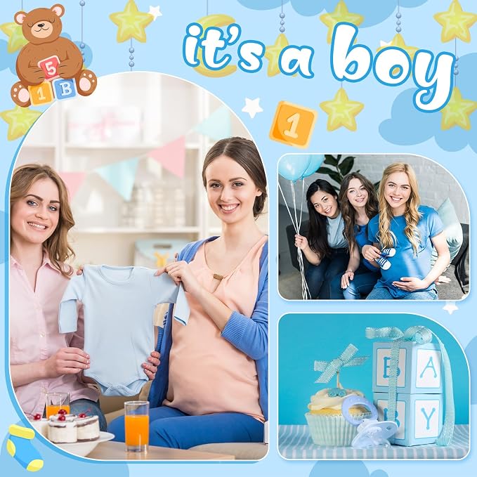 Tanlade 122 Pcs Boy Baby Shower Plates and Napkins It's a Boy Disposable Tableware Set Blue Paper Plates Napkins Forks Baby Shower Decorations Gender Reveal Party Supplies for 24 Guests