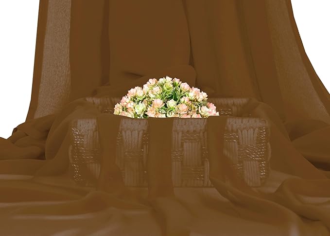 MDS Pack of 40 Yard Chiffon Fabric, Sheer Soft Draping Fabric Bolt for Wedding Party Backdrop Arch Decoration, Apparel Bridal Dress Sewing DIY Crafts Solid Gauze Fabrics 44” Wide - Mocha