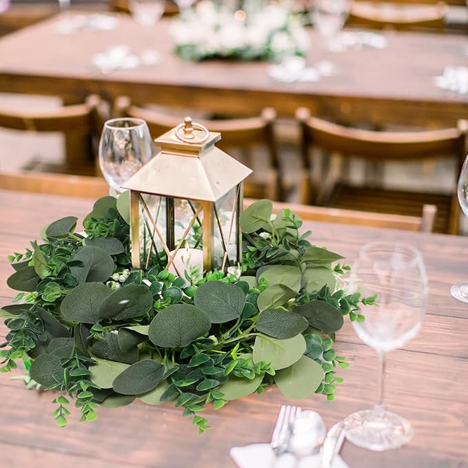 MAKHOT 5.9FT Eucalyptus Garland, Artificial Greenery Garland Flower, Green Garland Wreath Vines Decorations, Fake Silver Dollar Eucalyptus Leaves Vines for Table Home Wedding Mantle Party Decor