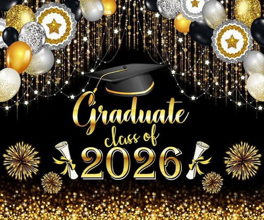 DASHAN 10x8ft Class of 2026 Graduate Backdrop for Photography Bachelor Graduation Backdrop for Party Decorations Conggrats Grad Ceremony Celebrations Background Photo Booth Props