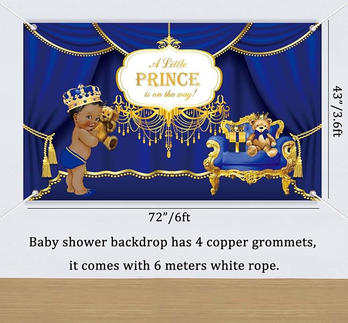 262PCS Royal Prince Baby Shower Decorations, Little Prince Party Supplies, Royal Blue Prince Disposable Dinnerware Set (24 Guest) with Napkins, Backdrop, Balloon Garland Kit, Tablecloth