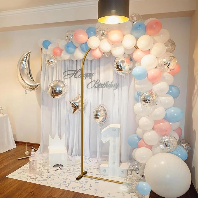 6 FT Arch Backdrop Stand, Wedding Arch Frame, Balloon Arch Stand with Base, Gold Balloon Arch Stand for Graduation, Photo Booth, Baby Showers, Birthday Party Decoration