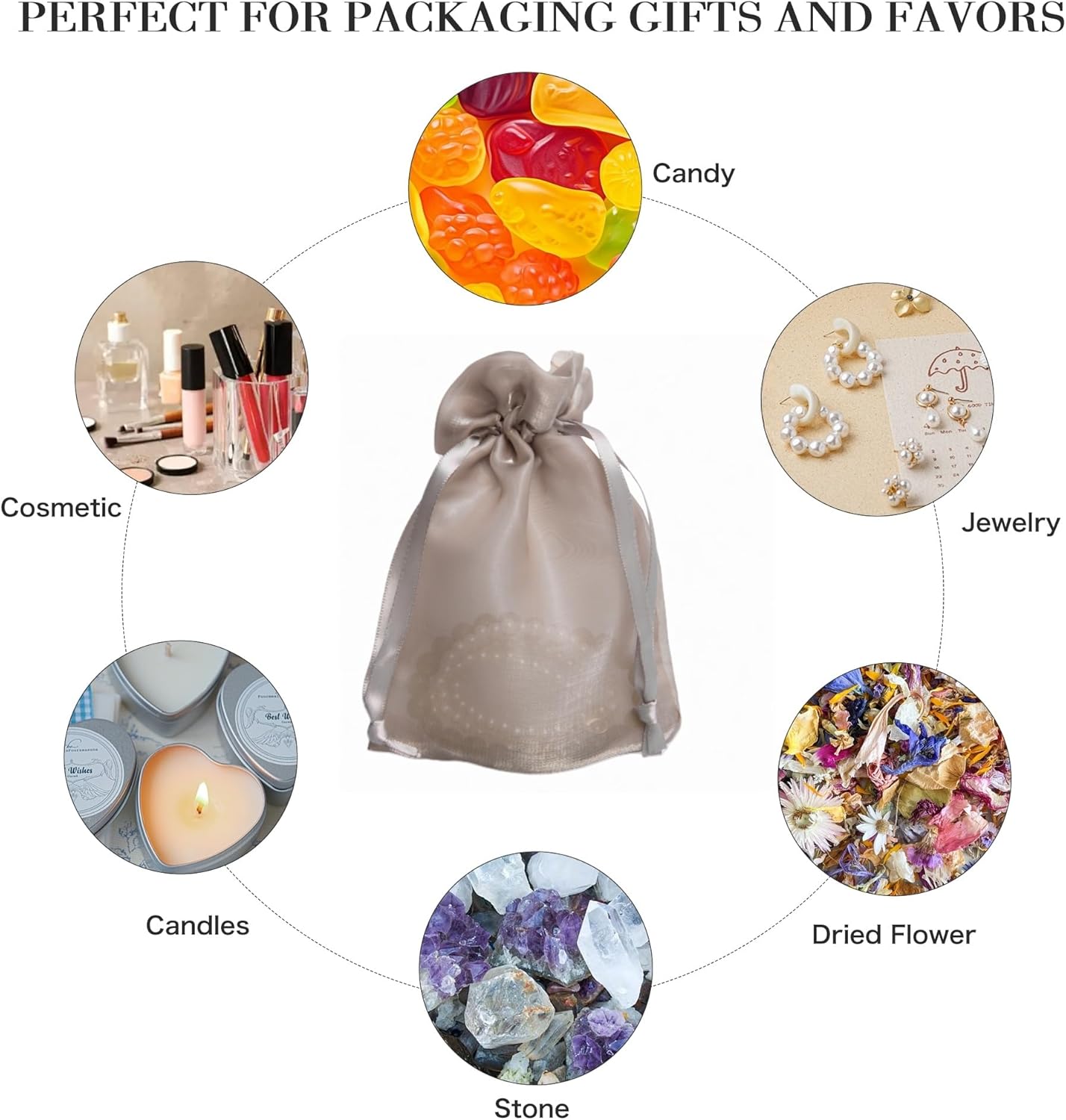 20 Pcs Champagne Small Organza Bags 6X9 inch for Wedding Favors with Drawstring, Mini Mesh Gift Bags Jewelry Pouch for Candy Bridal Shower Party Favor Baby Shower Christmas