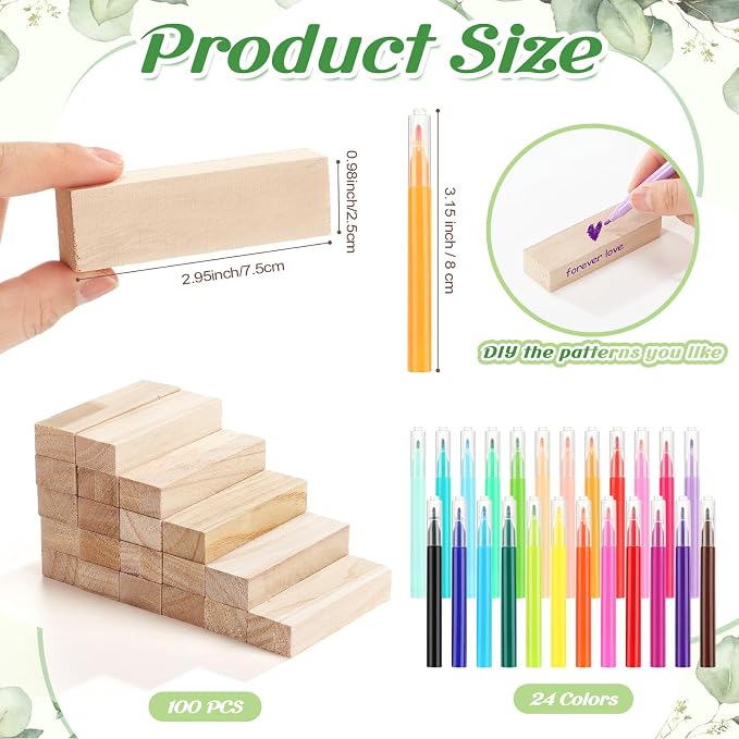 Nuanchu 125 Pcs Wedding Guest Book Alternative 100 Wooden Block Guest Book 24 Signing Pens Wedding Game Sign Wedding Decorations for Reception Bridal Shower Guest Book for Sign in