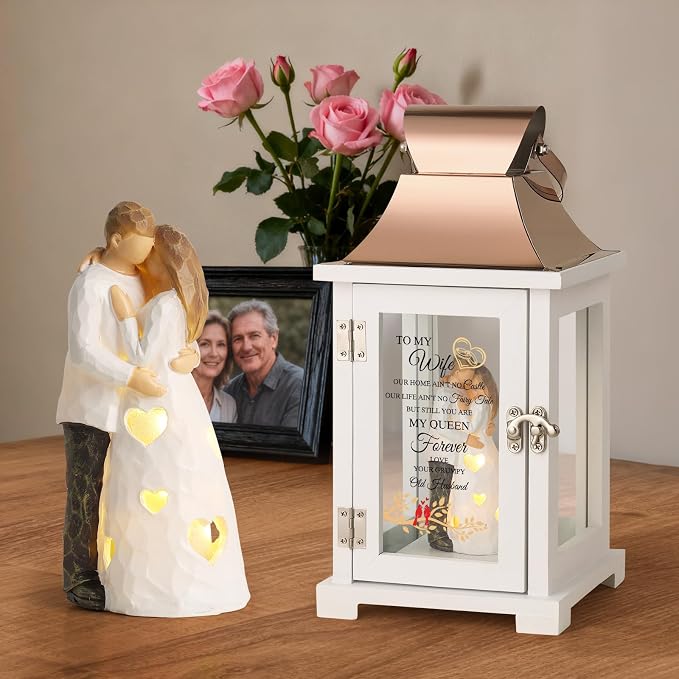 Birthday Gift for Wife, Birthday Gift for Her, Romantic Wife Gift from Husband, Christmas Valentine's for Her, Best Couple Lantern with Figurine