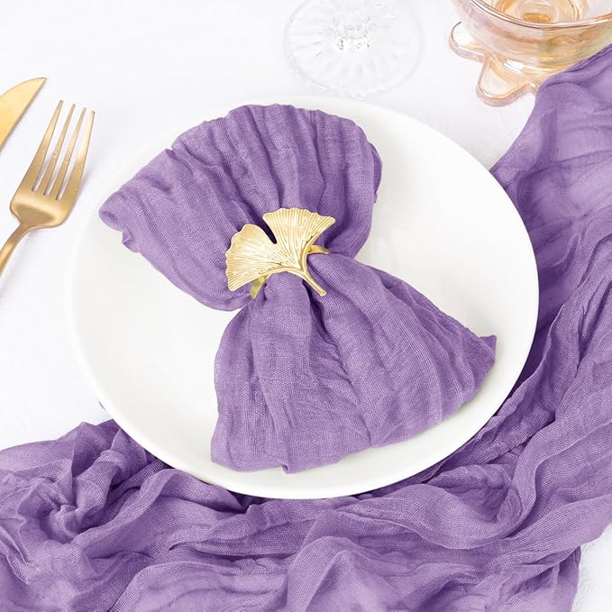 DeZerlor 20 Pack Lavender Purple Cheesecloth Napkins Spring Cloth Napkins Set of 20 Dinner Napkins Bulk 21x21 Inches for Wedding Bridal Shower Baby Shower Parties