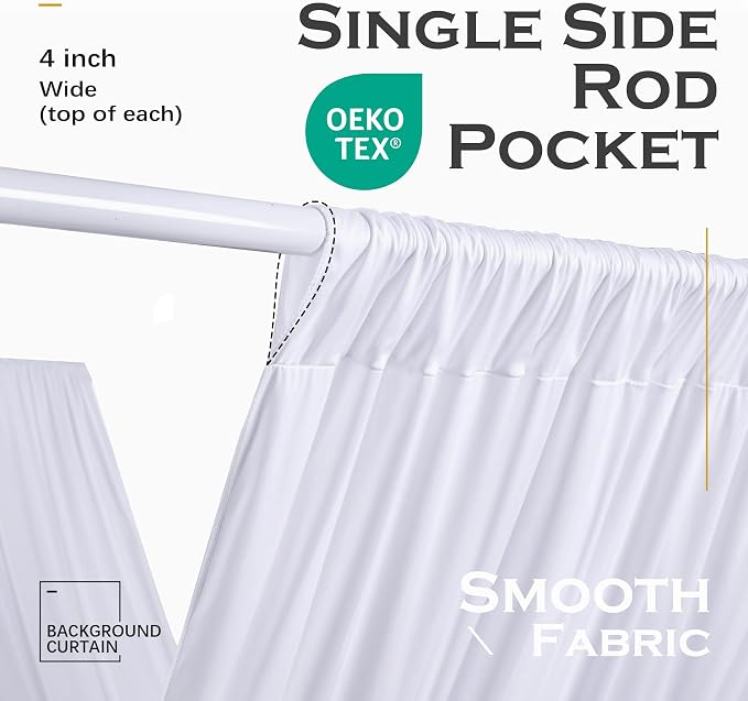 60ftx40ft White Ceiling Curtain for Wedding Parties – 12 Panels Wrinkle-Free 40 FT Long Tent Draping Curtains for Wedding, Birthday & Theme Parties, 40ft Height with Rod Pocket