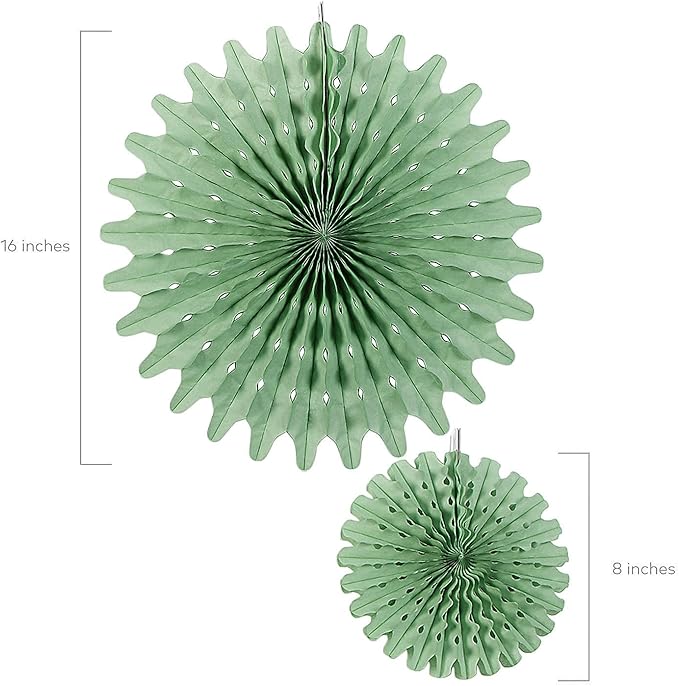 Fun Express Sage Green Hanging Tissue Paper Fans - 12 Piece