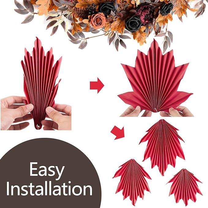 SUNBEAUTY Fall Party Decorations Maple Leaves Paper Fans Hanging Paper Fans Classroom Decoration for Autumn Thanksgiving Birthday Baby Shower Rustic Wedding, Set of 9