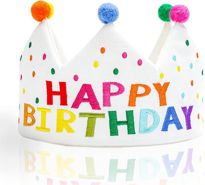 Personalized Hand Embroidered Birthday Hats Unique Happy Birthday Crowns Cute Party Hat for Boy Girl Fit All Ages