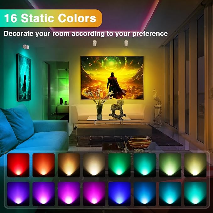 URTOM 4 Pack 6W RGBW Uplighting Indoor Color Changing Up Lights Indoor with Remote Dimmable LED Christmas Spot Lights for Home Aluminum Accent Lighting for Party Plant Decor with 5.9 FT Plug Cord