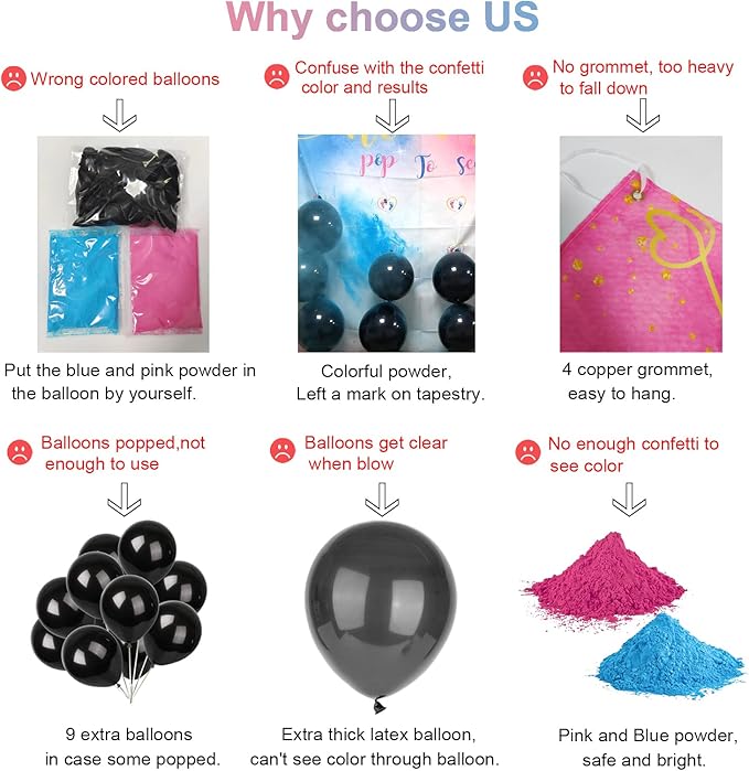 Baby Gender Reveal Dart Board Game, Reveal Balloon for Girl or Boy, Pink and Blue Powder for He or She Party, Gender Reveal Party decoration kit