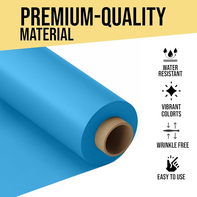 Party Solids 66% Thicker Premium Turquoise Plastic Table Cover Roll 40" X 300' Table Cloth Plastic Cover Roll Quality Thick Banquet Rolls Disposable Tablecloth Rolls Strong American Based Company