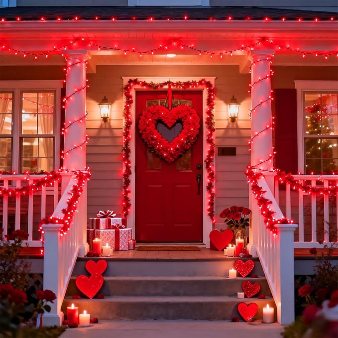 JMEXSUSS 2 Pack Solar String Lights Outdoor Waterproof, Total 400 LED 151FT Solar Christmas Lights Outdoor, 8 Modes Christmas Light for Outside Patio Yard Tree Decorations, Red
