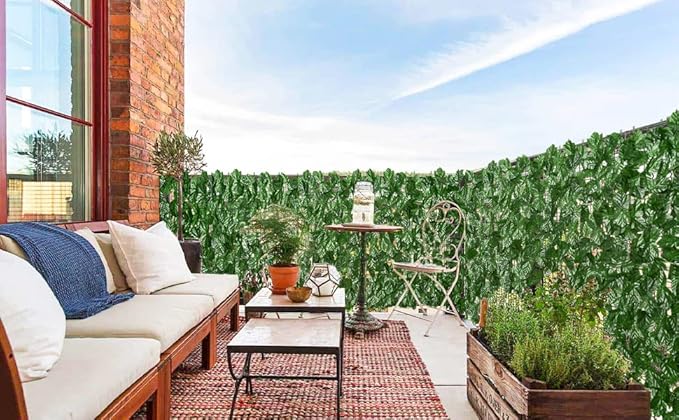 DearHouse Artificial Ivy Privacy Fence Wall Screen, 59x236.2inch Artificial Hedges Fence and Faux Ivy Vine Leaf Decoration for Outdoor Garden Decor