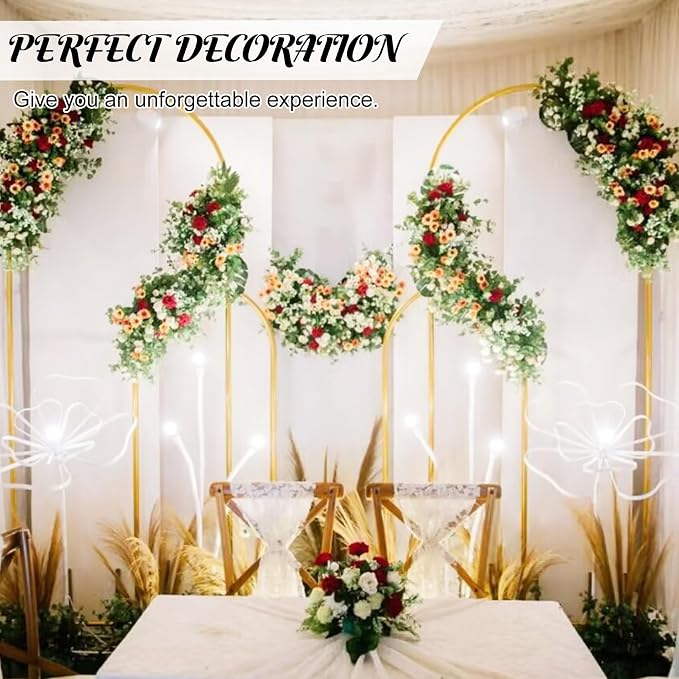 Metal Arch Stand and Cover Set,1 Black Spandex Fitted Backdrop with 1 Gold Wedding Arched Stand Frame for Parties Birthday Baby Shower Bridal Banquet Decoration (7.2FT)