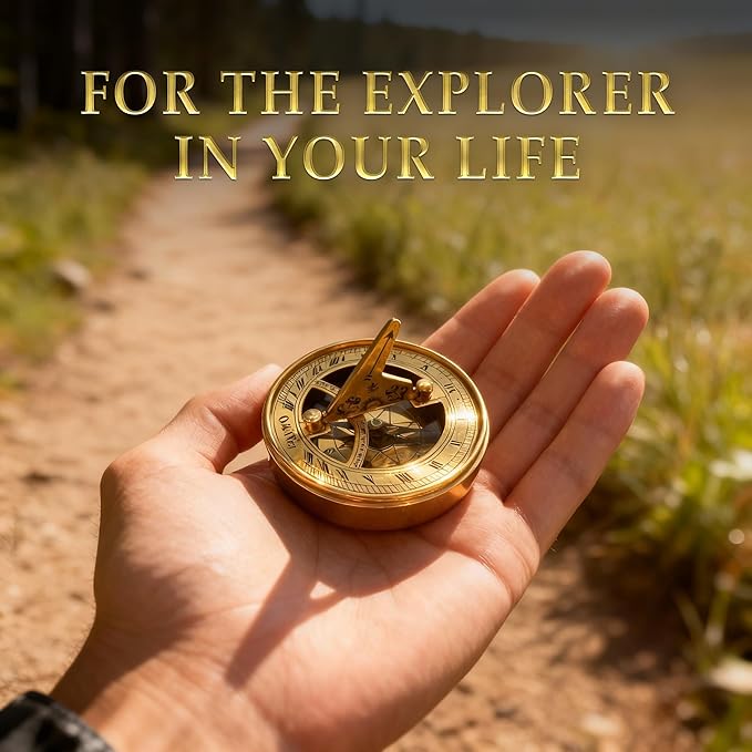 OakiWay Anniversary Sundial Compass Gift for Him or Her - Unique Gift Ideas for Husband or Wife, Men Wedding Anniversary 50th 40th 25th 20th Year Celebration, Gift Card Included