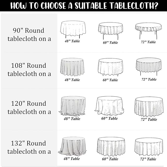 Fivenl 8 Pack Premium Round Tablecloth 108 Inch Round Table Covers Washable Polyester Fabric Round Table Clothes for Wedding Party Reception Banquet Buffet Restaurant (Black, 108 Inch)