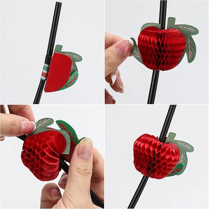 100pcs Fruit Drinking Straws, Disposable Honeycomb Plastic Straws, Tropical Hawaiian Beach Cocktail Pool Luau Party Decorations Supplies