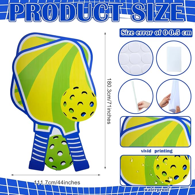 Amyhill 6 Feet Paddle Sport Cardboard Cutout Stand-up Dink Ball Themed Party Decoration Green Ball Backdrop Photo Prop Stand up for Sport Birthday Party Baby Shower Supplies
