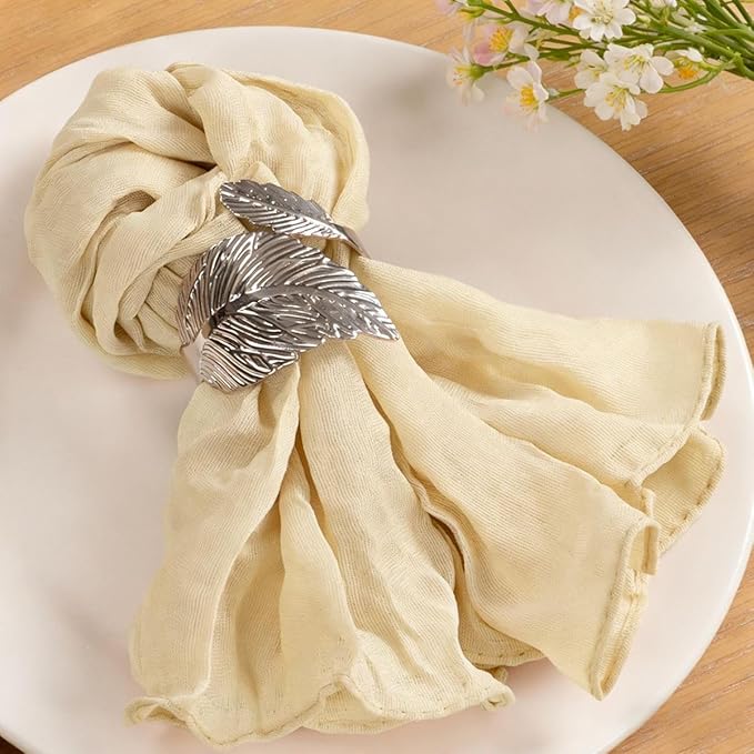 MLMC 40 Pack Cheesecloth Napkins Bulk Champagne Dinner Cloth Napkins 21"x21" Boho Reusable Napkins in Bulk for Bridal Shower Baby Shower Events Table Decor