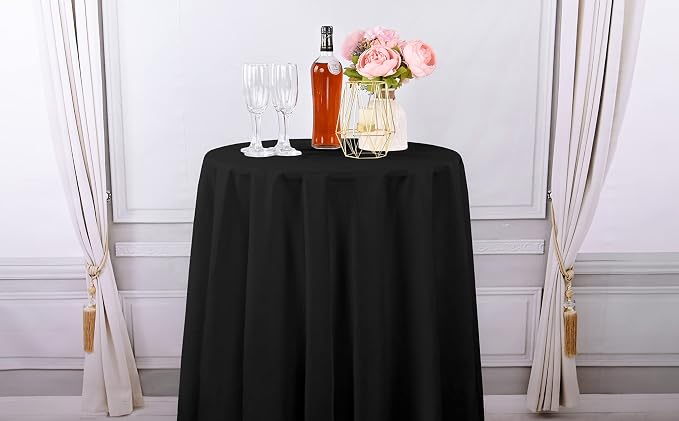 fani 10 Pack Black Round Tablecloth 90 Inch, Polyester Fabric Table Cloth for Round Table, Stain and Wrinkle Washable Table Cover for Wedding Party Dining Table Buffet Banquet Restaurant and Camping