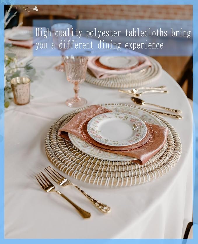Polyester Tablecloth, 10pack 60inch White, for Round Tables, Fabric Tablecloths, Washable, for Wedding Party