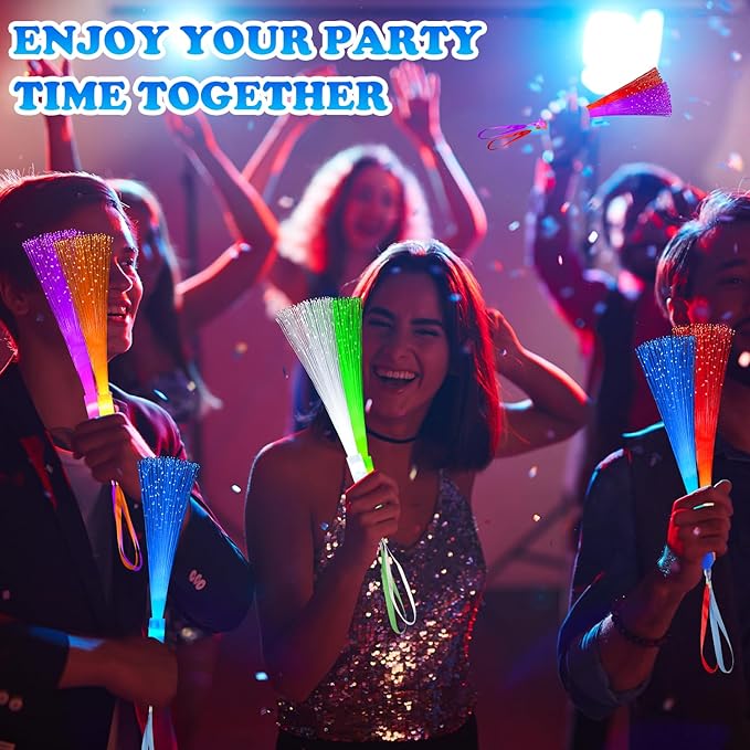 6 Pack Glow Sticks Toys Party Favors Supplies for Kids, Light Up Camping Essentials Games Fiber Optic Wand Sparklers Fireworks for Toddlers, Neon Accessories Decorations for Basket, Wedding, Birthday