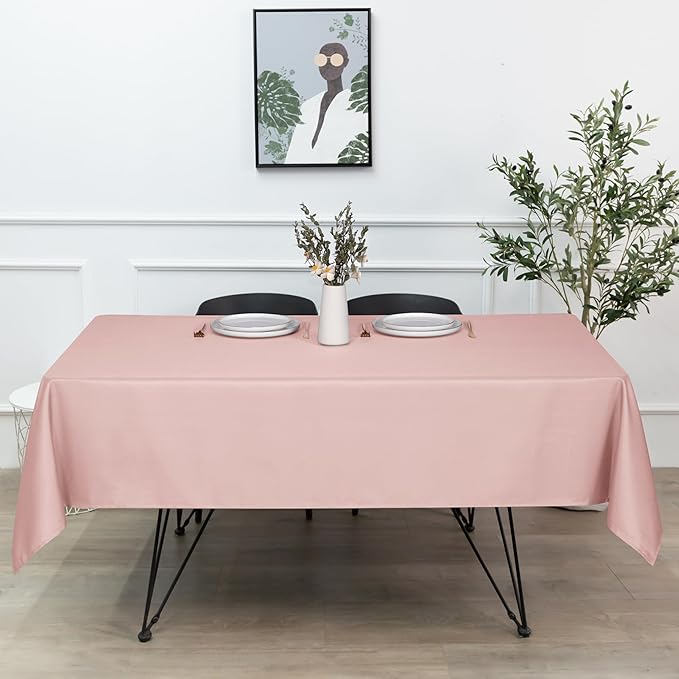 sancua Rectangle Tablecloth - 54 x 108 Inch - Stain and Wrinkle Resistant Washable Polyester Table Cloth, Decorative Fabric Table Cover for Dining Tables, Buffet Parties and Camping, Blush