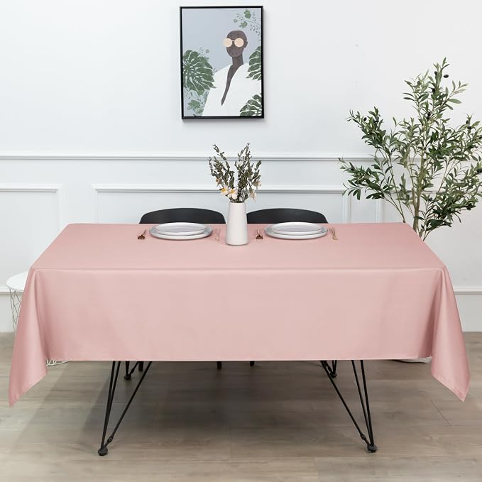sancua Square Tablecloth - 54 x 54 Inch - Stain and Wrinkle Resistant Washable Polyester Table Cloth, Decorative Fabric Table Cover for Dining Tables, Buffet Parties and Camping, Blush