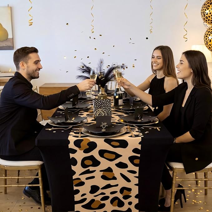 Frienda 1 Pcs Cheetah Print Table Cloth Cheetah Print Party Decoration 71 x 30'' Leopard Table Cloth Rectangle Safari Animal Leopard Tablecover for Birthday Baby Shower Wedding Party Supplies