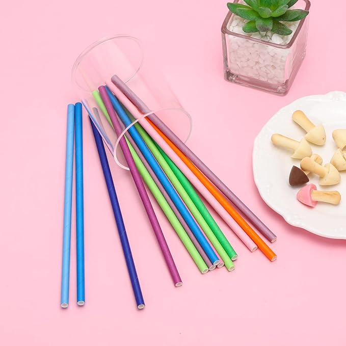 200PCS Multi-Color Biodegradable Paper Straws for Party Supplies,Birthday,Bridal/Baby Shower, Christmas Decorations and Holiday Celebrations (Solid color)