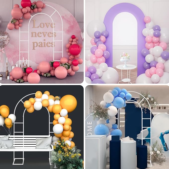 Gawicpy U-Shaped Metal Arched Flower Rack Perfect for Wedding Decorations and Celebrations 7.2 x 4.2 FT Wedding Arch Frame for Birthdays, Parties, and More (White)