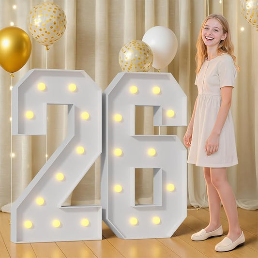 4FT Marquee Number, Mosaic Numbers for Balloons Frame, 26 Balloon for Birthday Decoration, Anniversary Decorations,Birthday Decor