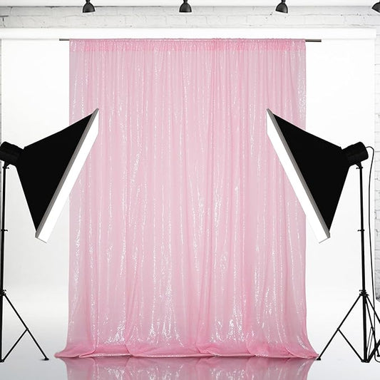 Eternal Beauty Pink Sequin Backdrop, 20x10 Ft Glitter Background Curtains for Mother's Day Shimmer Photography Party Wedding Birthday Back Drop Decor