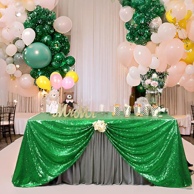 B-COOL Sequin Table Cloth Glitter Tablecloth Christmas Decoration Sparkly Table Fabric 50x80 Inch Rectangular Spring Linens for St. Patrick's Day Party Overlays