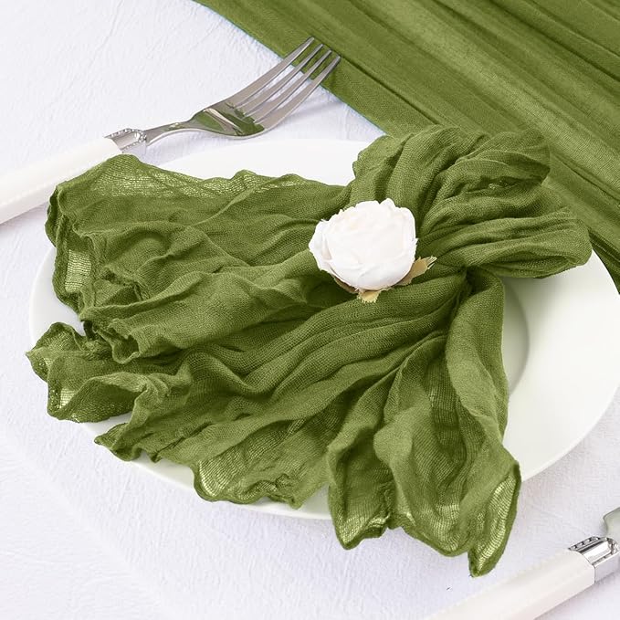 DeZerlor 20 Pack Olive Green Cheesecloth Napkins Spring Cloth Napkins Set of 20 Olive Dinner Napkins Bulk 21x21 Inches for Wedding Bridal Shower Baby Shower Parties